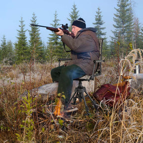 360° Silent Swivel Folding Hunting Blind Chair for Shooting Fishing, Portable Sniper Seat with 4 Adjustable Legs, All-Terrain Foot Pads