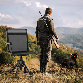 360° Silent Swivel Folding Hunting Blind Chair for Shooting Fishing, Portable Sniper Seat with 4 Adjustable Legs, All-Terrain Foot Pads