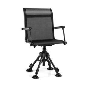 360° Silent Swivel Folding Hunting Blind Chair for Shooting Fishing, Portable Sniper Seat with 4 Adjustable Legs, All-Terrain Foot Pads