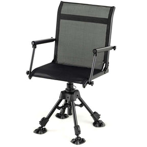 360° Silent Swivel Folding Hunting Blind Chair for Shooting Fishing, Portable Sniper Seat with 4 Adjustable Legs, All-Terrain Foot Pads