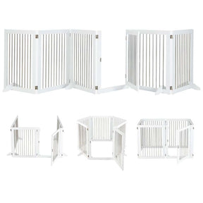 Multi-Shape Freestanding Pet Gate Playpen 144" Extra Wide Foldable Dog Gate Fence Barrier with 6 Panels, 4 Support Feet