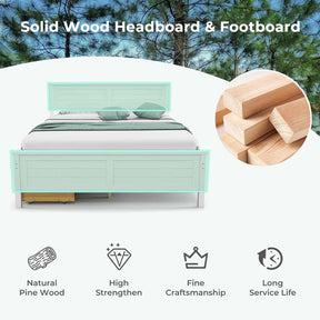Solid Wood Platform Bed Frame with 2 Storage Drawers & Headboard, Wooden Slats Support Mattress Foundation, No Box Spring Needed