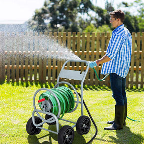 Garden Hose Reel Cart Holds 330 FT of 3/4" or 5/8” & 400 FT of 1/2" Hose, Heavy Duty Yard Water Planting Cart