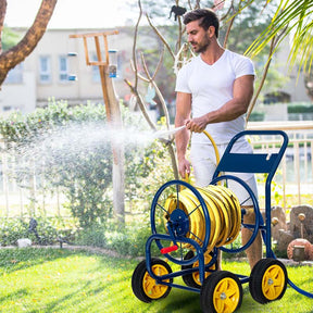Garden Hose Reel Cart Holds 330 FT of 3/4" or 5/8” & 400 FT of 1/2" Hose, Heavy Duty Yard Water Planting Cart