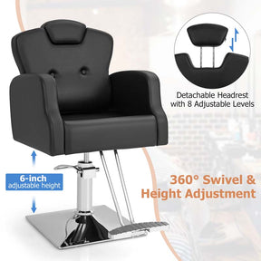 360° Swivel Salon Barber Chair with Adjustable Seat Height and Heavy Duty Hydraulic Pump