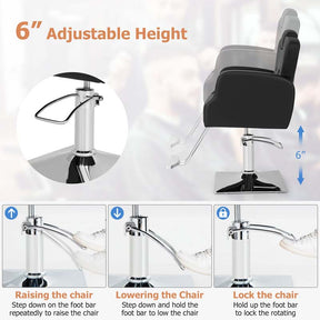 360° Swivel Salon Barber Chair with Adjustable Seat Height and Heavy Duty Hydraulic Pump
