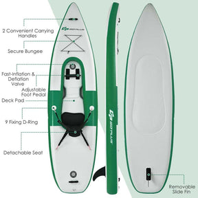 1-Person Inflatable Kayak with Hand Pump & Adjustable Aluminum Oars, 11FT Portable Canoe Boat Raft Kayaks for Fishing Touring