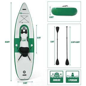 1-Person Inflatable Kayak with Hand Pump & Adjustable Aluminum Oars, 11FT Portable Canoe Boat Raft Kayaks for Fishing Touring