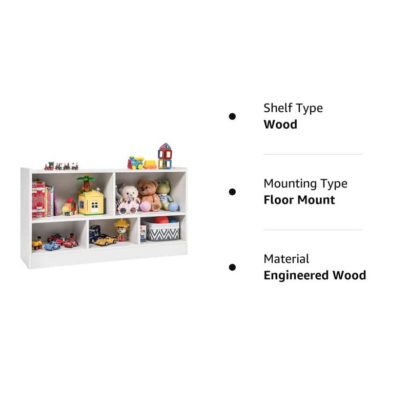 5-Cube Wooden Toy Storage Organizer, 2-Tier Kids Bookcase with Open Shelves, Multipurpose Classroom Furniture for Playroom & Nursery
