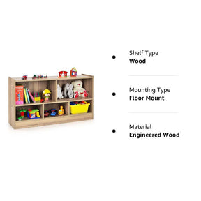 5-Cube Wooden Toy Storage Organizer, 2-Tier Kids Bookcase with Open Shelves, Multipurpose Classroom Furniture for Playroom & Nursery
