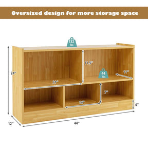 5-Cube Wooden Toy Storage Organizer, 2-Tier Kids Bookcase with Open Shelves, Multipurpose Classroom Furniture for Playroom & Nursery