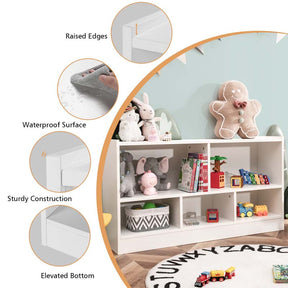 5-Cube Wooden Toy Storage Organizer, 2-Tier Kids Bookcase with Open Shelves, Multipurpose Classroom Furniture for Playroom & Nursery