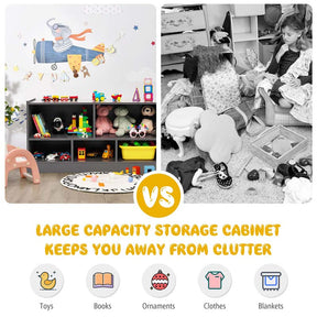 5-Cube Wooden Toy Storage Organizer, 2-Tier Kids Bookcase with Open Shelves, Multipurpose Classroom Furniture for Playroom & Nursery