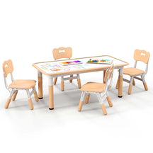 Kids Table and 4 Chairs Set, Height Adjustable Toddler Art Activity Desk with 4 Seats & Graffiti Desktop for Home, Daycare & Playroom