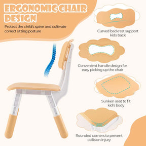 Kids Table and 4 Chairs Set, Height Adjustable Toddler Art Activity Desk with 4 Seats & Graffiti Desktop for Home, Daycare & Playroom