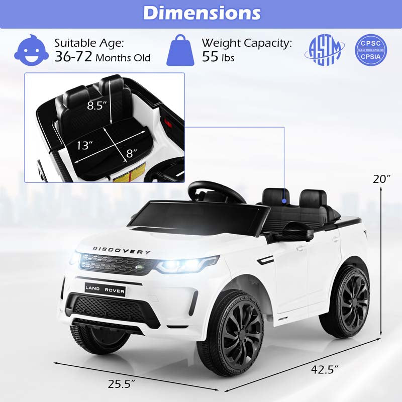 12V Kids Ride On Car, Licensed Land Rover Electric Vehicle Toy Car with Remote Control, LED Lights, Lockable Doors & Slow Start System