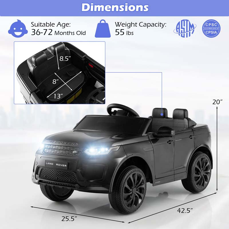 12V Kids Ride On Car, Licensed Land Rover Electric Vehicle Toy Car with Remote Control, LED Lights, Lockable Doors & Slow Start System