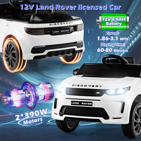 12V Kids Ride On Car, Licensed Land Rover Electric Vehicle Toy Car with Remote Control, LED Lights, Lockable Doors & Slow Start System