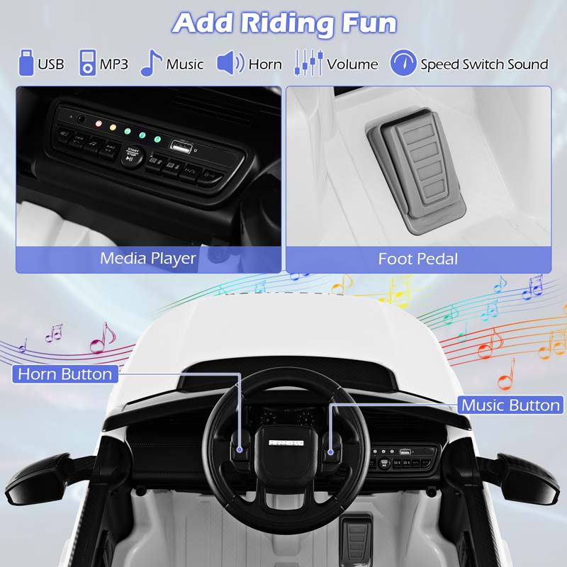 12V Kids Ride On Car, Licensed Land Rover Electric Vehicle Toy Car with Remote Control, LED Lights, Lockable Doors & Slow Start System