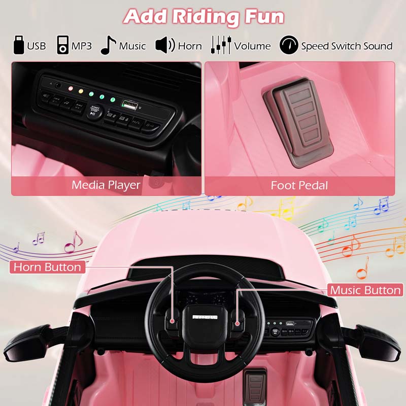 12V Kids Ride On Car, Licensed Land Rover Electric Vehicle Toy Car with Remote Control, LED Lights, Lockable Doors & Slow Start System