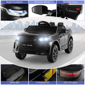 12V Kids Ride On Car, Licensed Land Rover Electric Vehicle Toy Car with Remote Control, LED Lights, Lockable Doors & Slow Start System