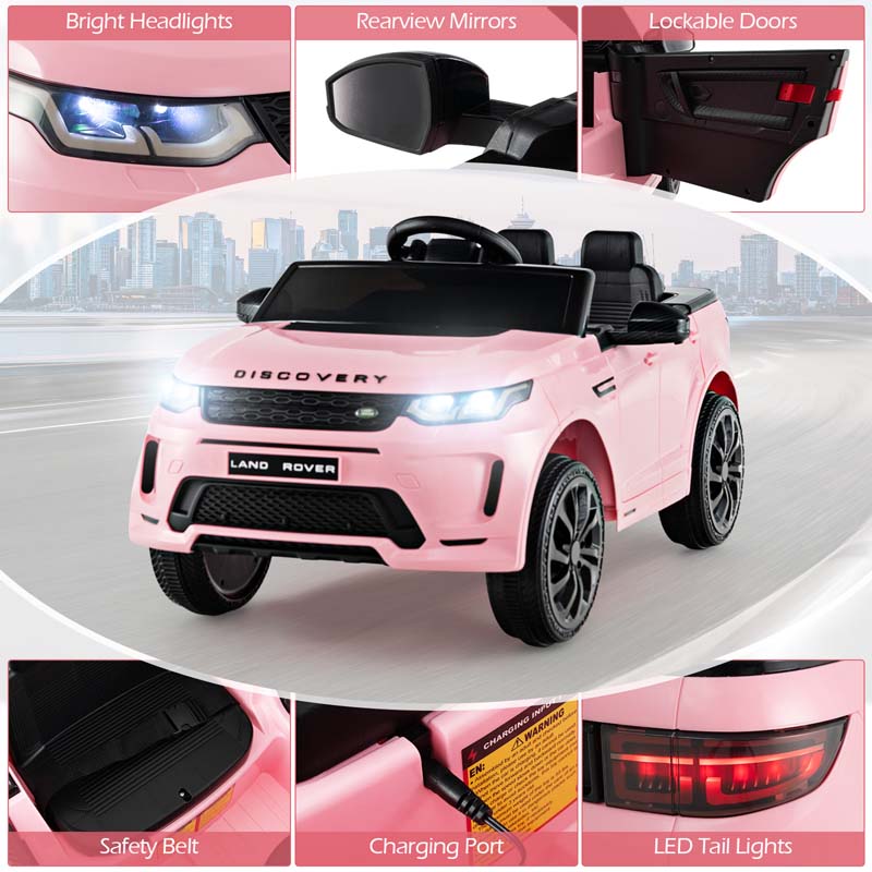 12V Kids Ride On Car, Licensed Land Rover Electric Vehicle Toy Car with Remote Control, LED Lights, Lockable Doors & Slow Start System
