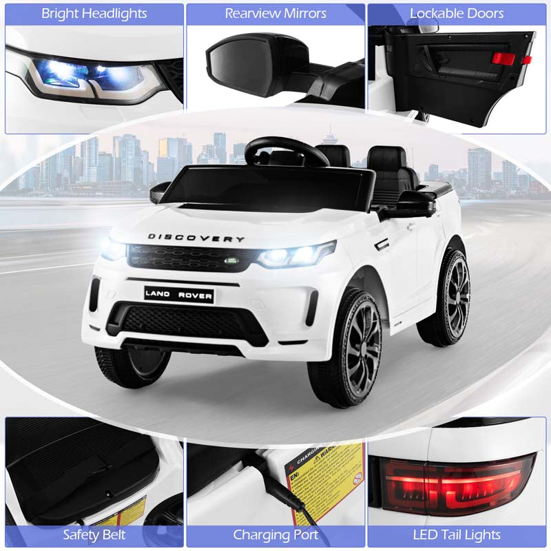 12V Kids Ride On Car, Licensed Land Rover Electric Vehicle Toy Car with Remote Control, LED Lights, Lockable Doors & Slow Start System
