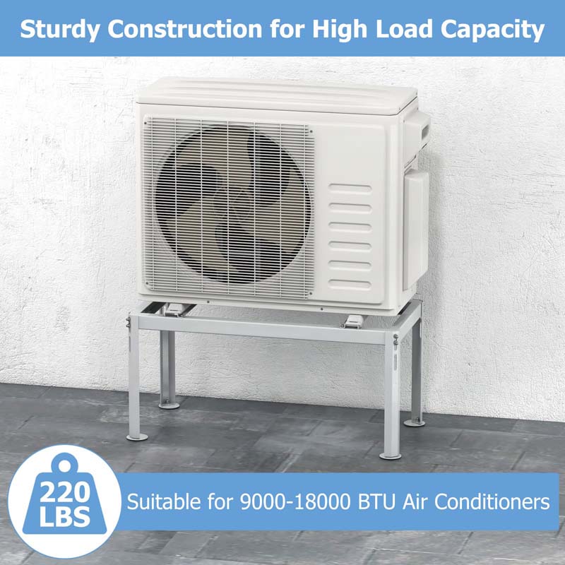 Mini Split Ground Stand for 9000-36000 BTU Ductless Air Conditioners, Heavy Duty Adjustable Outdoor AC Unit Bracket