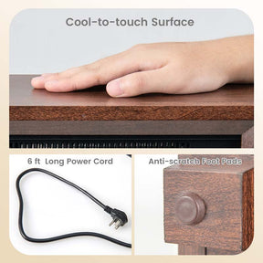 13" Wood-like Mini Electric Fireplace Heater for Indoor Bedroom Use, 750W Portable Space Heater with Realistic Flame Effect