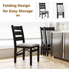 Modern Upholstered Folding Dining Chairs Set of 2/4, Rubber Wood Armless Kitchen Chairs with Slatted Backrest, Padded Seat for Living & Dining Room