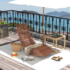 Acacia Wood Outdoor Patio Rocking Chair with Widened Slatted Seat & High Back, Porch Rocker Sun Lounger for Backyard Garden