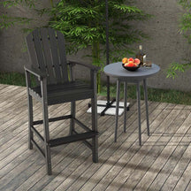 30" Tall Adirondack Bar Chairs, All-Weather HDPE Outdoor Bar Height Stools with Backrest, Armrests & Footrest for Backyard, Poolside