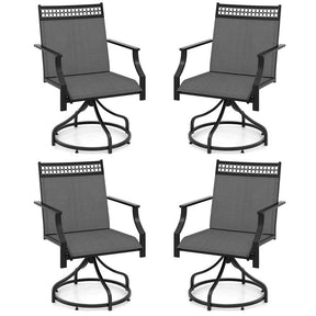 Outdoor Swivel Dining Chairs Set of 2/4 with Quick-Drying Fabric & Metal Frame, All-Weather Patio Chairs for Backyard Porch Lawn Garden