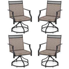 Outdoor Swivel Dining Chairs Set of 2/4 with Quick-Drying Fabric & Metal Frame, All-Weather Patio Chairs for Backyard Porch Lawn Garden
