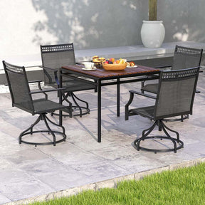 Outdoor Swivel Dining Chairs Set of 2/4 with Quick-Drying Fabric & Metal Frame, All-Weather Patio Chairs for Backyard Porch Lawn Garden