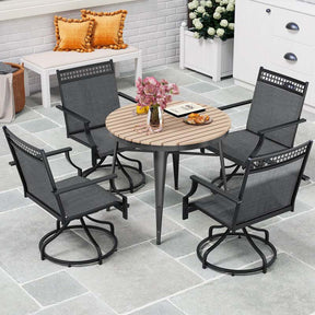 Outdoor Swivel Dining Chairs Set of 2/4 with Quick-Drying Fabric & Metal Frame, All-Weather Patio Chairs for Backyard Porch Lawn Garden