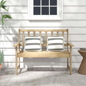 47"W Outdoor Teak Wood 2-Person Patio Garden Bench with Slatted Seat, Backrest and Armrests