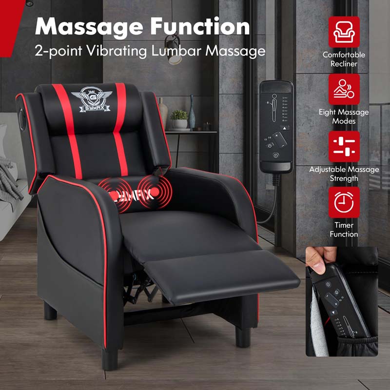 Massage Gaming Recliner with Bluetooth Speaker, Adjustable Footrest & Lumbar Support, Racing Style Gaming Sofa Chair Home Theatre Seating