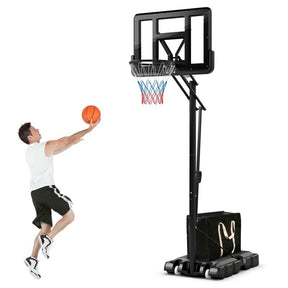 8-10FT 5-Level Height Adjustable Basketball Goal Stand with 44" Backboard, Portable Basketball Hoop Outdoor Indoor