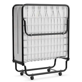 75" x 31" Rollaway Folding Bed with 4" Memory Foam Mattress, Portable Fold Up Guest Bed with Metal Frame and Wheels