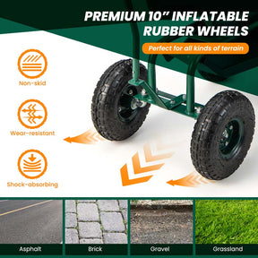 Rolling Garden Cart with 360° Swivel Cushioned Seat, Tool Storage & 2 Steering Handles, Adjustable Outdoor Gardening Scooter Workseat for Seniors