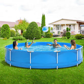 12 FT x 31.5 Inch Round Above Ground Swimming Pool with Pool Cover, CPSIA Certified Outdoor Steel Frame Pool for Backyard, Garden, Patio