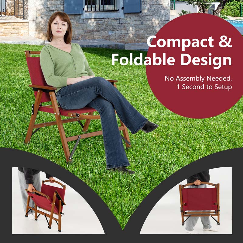 2-Pack Ultralight Bamboo Patio Folding Camping Beach Chairs, Portable Outdoor Lawn Chairs for Backpacking Hiking Fishing Picnic