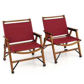 2-Pack Ultralight Bamboo Patio Folding Camping Beach Chairs, Portable Outdoor Lawn Chairs for Backpacking Hiking Fishing Picnic