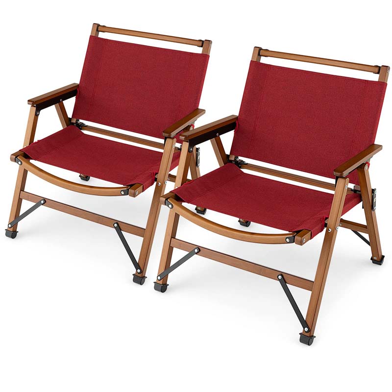 2-Pack Ultralight Bamboo Patio Folding Camping Beach Chairs, Portable Outdoor Lawn Chairs for Backpacking Hiking Fishing Picnic