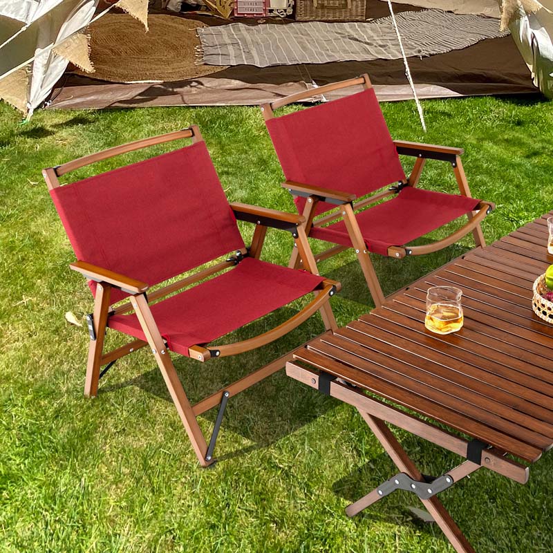 2-Pack Ultralight Bamboo Patio Folding Camping Beach Chairs, Portable Outdoor Lawn Chairs for Backpacking Hiking Fishing Picnic