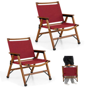 2-Pack Ultralight Bamboo Patio Folding Camping Beach Chairs, Portable Outdoor Lawn Chairs for Backpacking Hiking Fishing Picnic