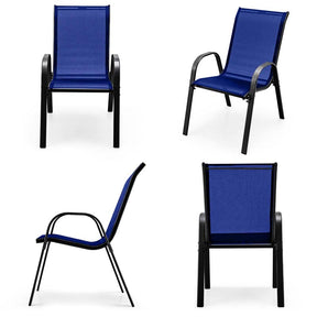 Set of 4 Outdoor Stackable Dining Chairs with Breathable Fabric, All Weather Patio Dining Chairs, 330LBS Heavy Duty Rustproof Steel Frame