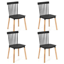 Set of 4 Windsor Dining Chairs, Modern Armless Side Kitchen Chairs with Spindle Back, Curved Seat & Solid Wood Legs for Living Room, Restaurant
