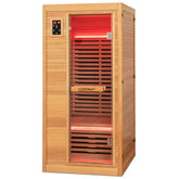 1-2 Person Low-EMF Far Infrared Sauna, Canadian Hemlock Wood Home Sauna Room with 9 Carbon Heaters, Oxygen Ionizer & Dual-Control System